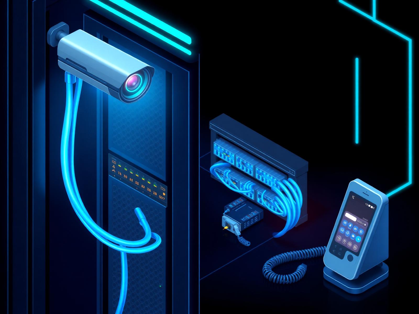 IT infrastructure with server rack, CCTV, networking and VoIP telephony